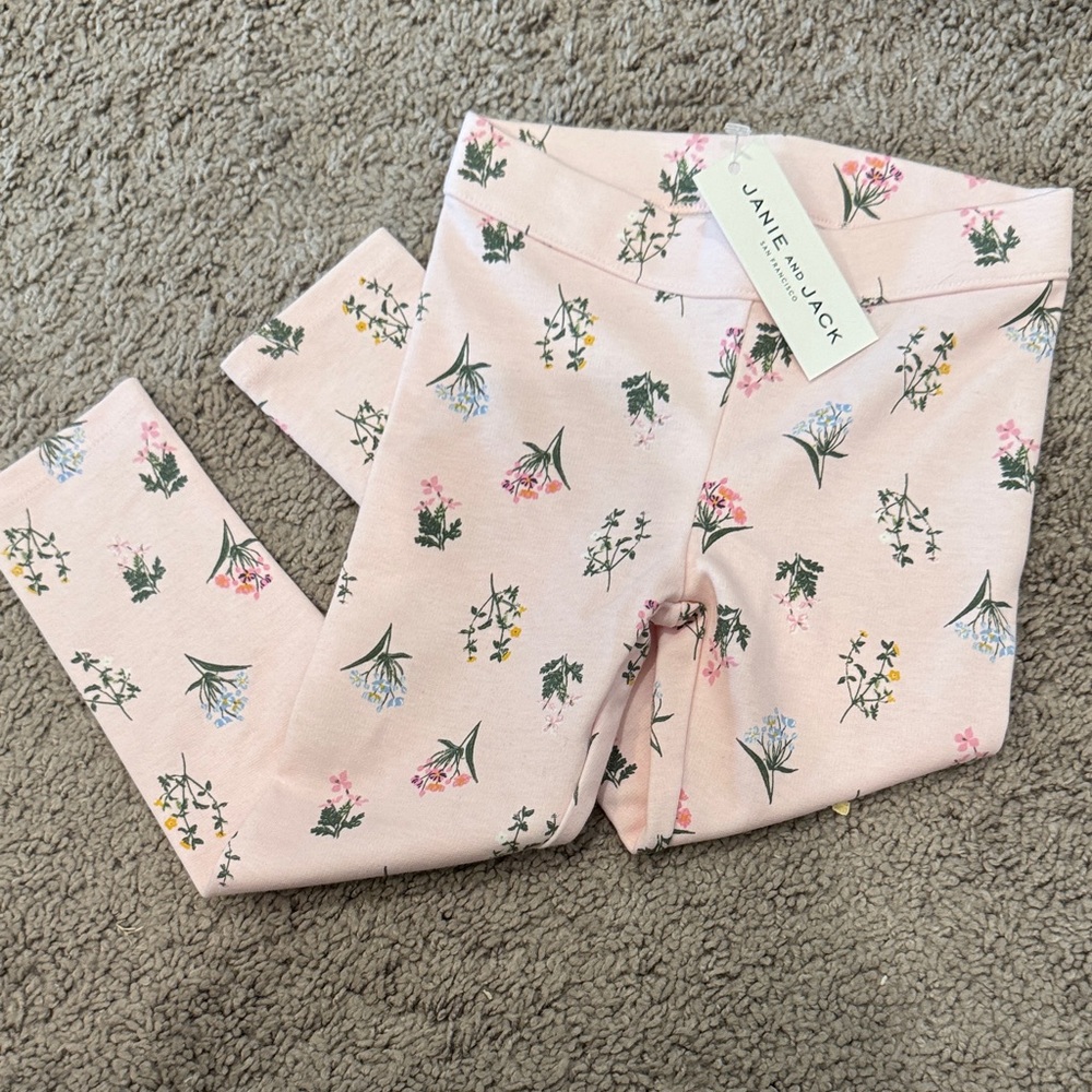 Janie and Jack Light Pink Floral Leggings